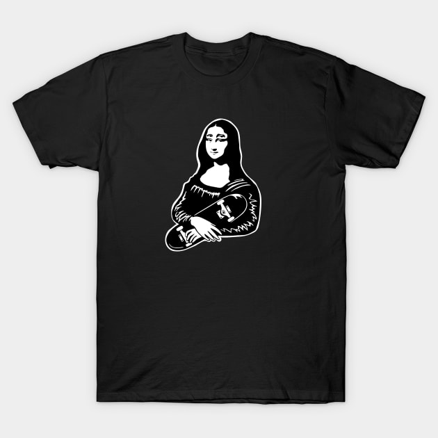Mona Lisa Love Skateboard T-Shirt by kalemstudio